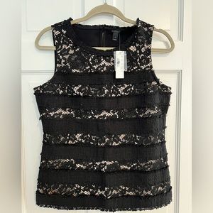 J. Crew black eyelet sleeveless top with beige liner
